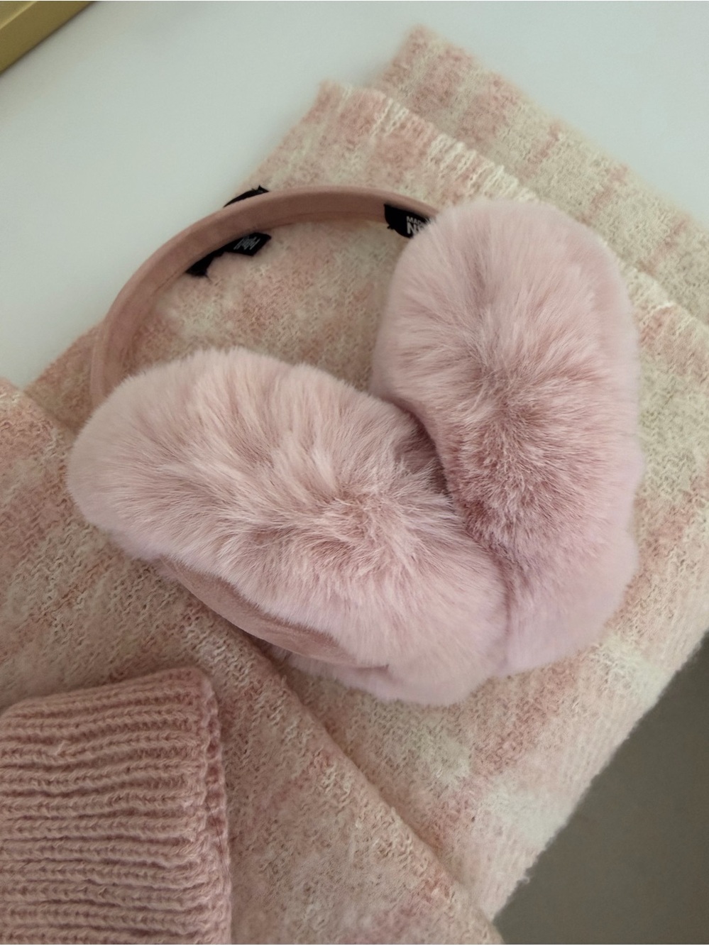 Steve Madden Pink Scarf, Hat, Earmuffs and Scrunchie